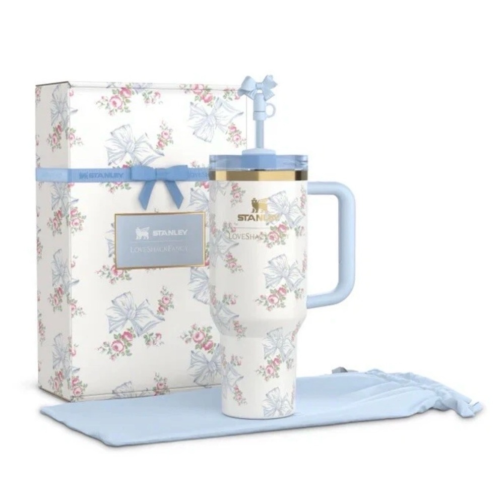 🌸STANLEY x Love ShackFancy 🌸 Limited Edition 40 oz Tumbler Rosa Beaux Blue NWT